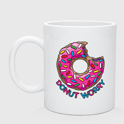 Кружка керамическая Donut - Worry, цвет: белый