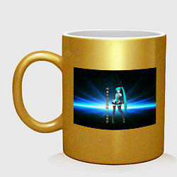 Кружка керамическая Хацунэ Мику - вокалоид, цвет: золотой