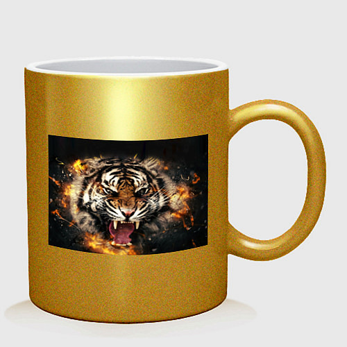 Кружка Оскал тигра / Золотой – фото 2