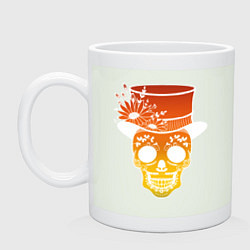 Кружка керамическая Оранжевый череп на Хэллоуин, цвет: фосфор
