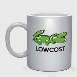 Кружка керамическая Low cost - Надувной крокодильчик - Joke, цвет: серебряный