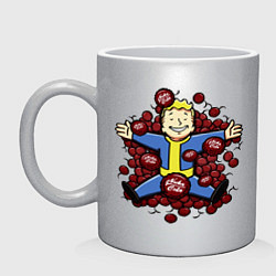 Кружка керамическая Vault boy caps, цвет: серебряный
