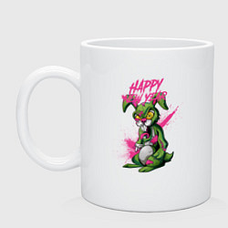 Кружка керамическая Zombie rabbit New year, цвет: белый
