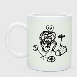 Кружка керамическая Скелет барабанщик, цвет: фосфор