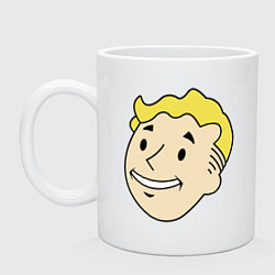 Кружка керамическая Vault boy head, цвет: белый