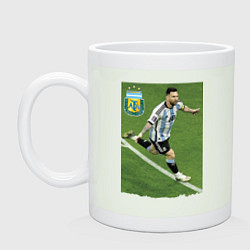 Кружка керамическая Argentina - Lionel Messi - world champion, цвет: фосфор