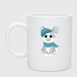 Кружка керамическая Зайчик в шапке, цвет: белый