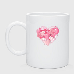 Кружка керамическая Влюблённое розовое сердце, цвет: белый