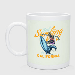 Кружка керамическая Лучший серфинг в Калифорнии, цвет: фосфор
