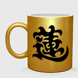 Кружка керамическая Японский иероглиф - Лотос, цвет: золотой