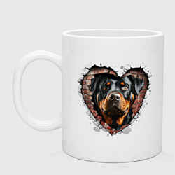 Кружка керамическая Ротвейлер: my dog is part of my family, цвет: белый