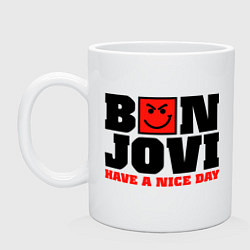 Кружка керамическая Bon Jovi band, цвет: белый