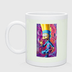 Кружка керамическая Bart Simpson - neural network - fantasy, цвет: фосфор