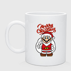 Кружка керамическая Christmas Mario, цвет: белый