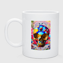 Кружка керамическая Skull - neural network - art, цвет: белый