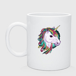 Кружка керамическая Лошадь единорог, цвет: белый