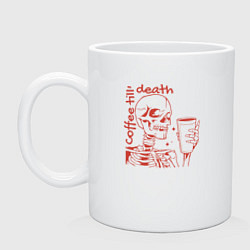 Кружка керамическая Coffee till death, цвет: белый