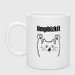 Кружка керамическая Limp Bizkit - rock cat, цвет: белый