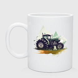 Кружка керамическая Farming Simulator - Tractor аnd mountains, цвет: белый
