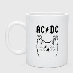 Кружка керамическая AC DC - rock cat, цвет: белый