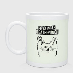 Кружка керамическая Five Finger Death Punch - rock cat, цвет: фосфор