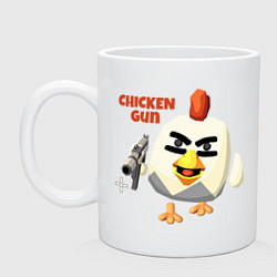 Кружка керамическая Chicken Gun злой, цвет: белый