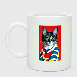 Кружка керамическая Кисуля в модном полувере - поп-арт, цвет: фосфор