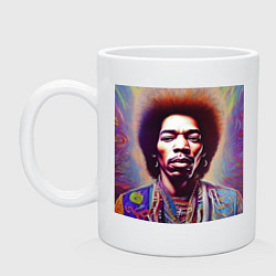 Кружка керамическая Jimi Hendrix digital glitch art, цвет: белый