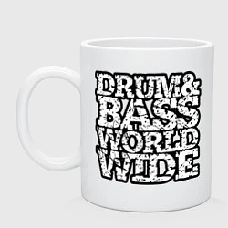 Кружка керамическая Drum and bass world wide, цвет: белый