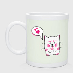 Кружка керамическая Милый котик с сердечками, цвет: фосфор