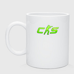 Кружка керамическая CS2 green logo, цвет: белый