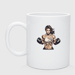 Кружка керамическая Женский бокс, цвет: белый