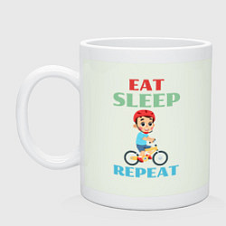 Кружка керамическая Кушать спать кататься на велосипеде, цвет: фосфор