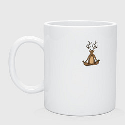 Кружка керамическая Олень медитирует, цвет: белый