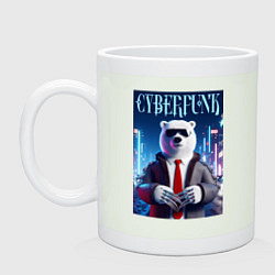 Кружка керамическая Polar bear - cyberpunk, цвет: фосфор