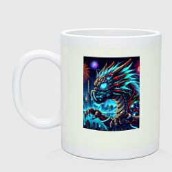 Кружка керамическая Cyber dragon - ai art neon, цвет: фосфор