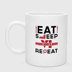 Кружка керамическая Надпись: eat sleep GTA6 repeat, цвет: белый