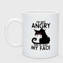Кружка керамическая I am not angry cat, цвет: белый