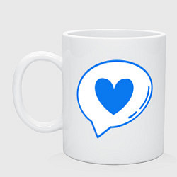 Кружка керамическая Голубое сердечко в сообщении парное, цвет: белый