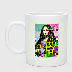 Кружка керамическая Mona Lisa - mosaic pop art, цвет: фосфор