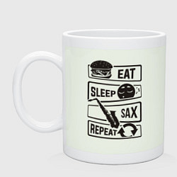 Кружка керамическая Есть спать саксофон, цвет: фосфор