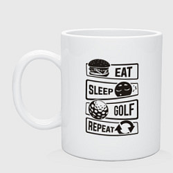 Кружка керамическая Есть спать гольф, цвет: белый