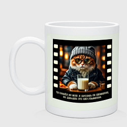 Кружка керамическая Рыжий кот крестный отец: просишь без уважения, цвет: фосфор
