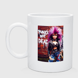 Кружка керамическая Punks not dead - cool Barbie ai art, цвет: белый