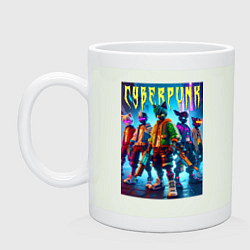 Кружка керамическая Фурри - киберпанк, цвет: фосфор