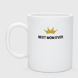 Кружка керамическая Лучшая мама в мире с короной, цвет: белый
