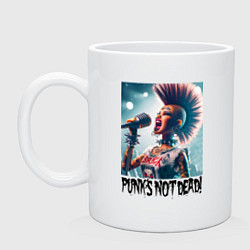 Кружка керамическая Punks not dead - Barbie, цвет: белый