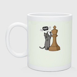 Кружка керамическая Кот Джексон и шахматный король, цвет: фосфор