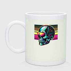 Кружка керамическая Cyber skull - fantasy ai art, цвет: фосфор