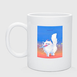 Кружка керамическая Кошечка с ножом на пределе, цвет: белый